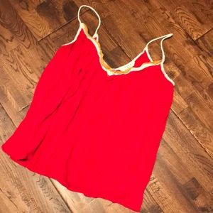 Elodie S red/tan/mustard tank with tassels